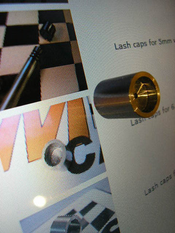 Lash caps for 7mm ventilstamme. 1.8mm tykkelse. 2.3mm lang krage